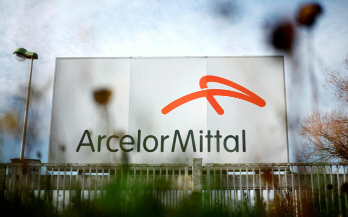 FILE PHOTO: Logo of ArcelorMittal steel group in Basse-Indre